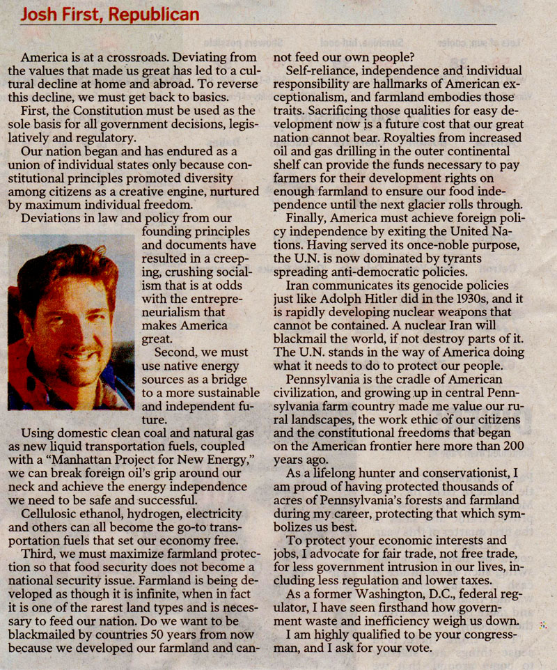 Patriot News PA Profiles Josh First